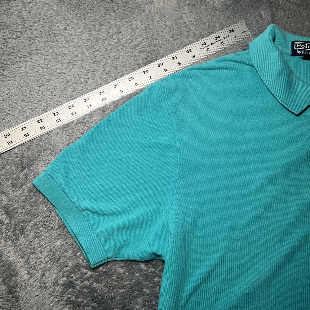 VTG Polo By Ralph Lauren Men's SZ XL Short Sleeve Aqua Blue Polo Lavender Pony